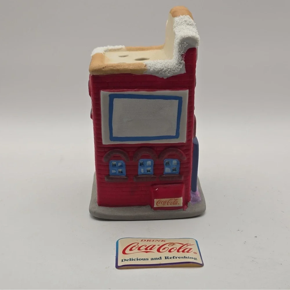 Coca-Cola Ceramic Painted Candle House w/ Votive, Red Advertising Building